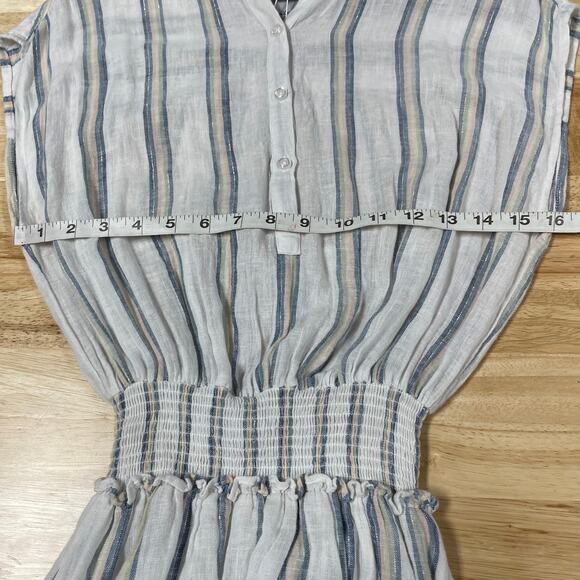 Rails NWT Angelina Smocked Waist Mini Dress Linen Blend Ryland Stripe Size XXS - Picture 10 of 13